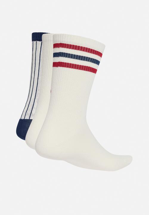 adidas Originals - Retro Sport Crew Socks 3pk  - Cloud white/nighindigo/team victory red