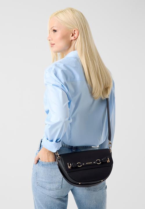 GUESS - Camelia Flap Shoulder Bag- Black
