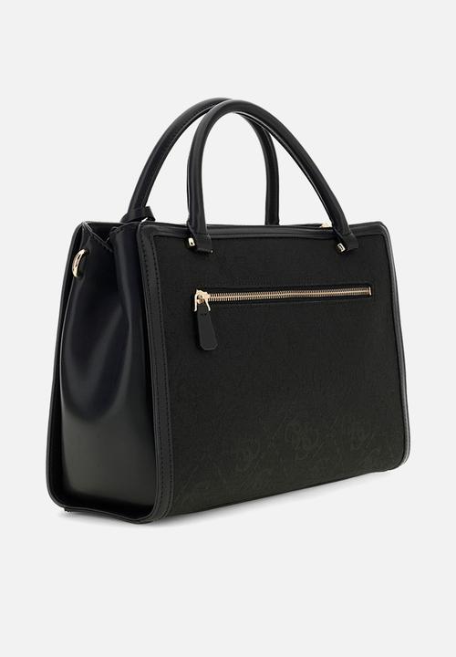 GUESS - Audrey Logo Girlfriend Satchel Bag- Black Logo