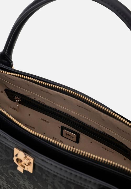 GUESS - Audrey Logo Girlfriend Satchel Bag- Black Logo