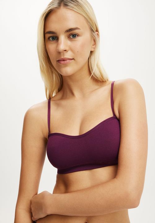Cotton On - Seamless sweetheart padded bandeau - blackcurrant