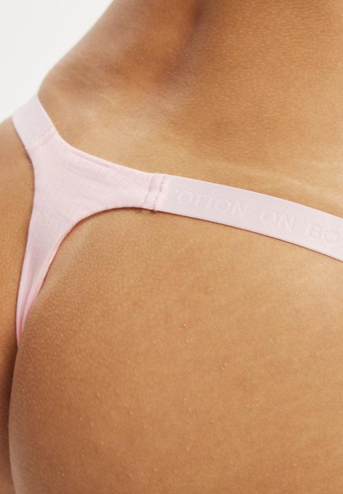 Cotton On - Branded dip front cotton tanga g-string - pink kiss