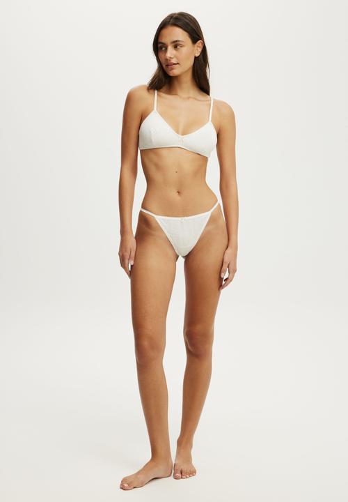 Cotton On - Cotton pointelle triangle padded bralette - butterscotch marle