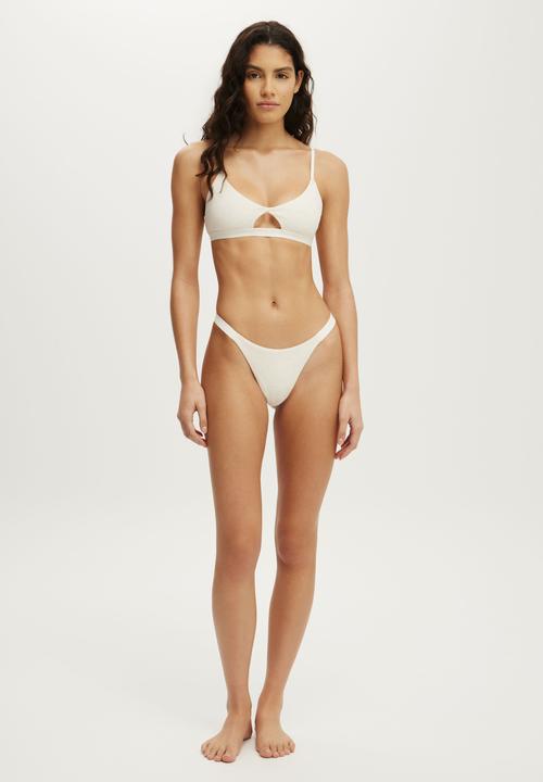 Cotton On - Branded cotton knot front bralette - butterscotch marle