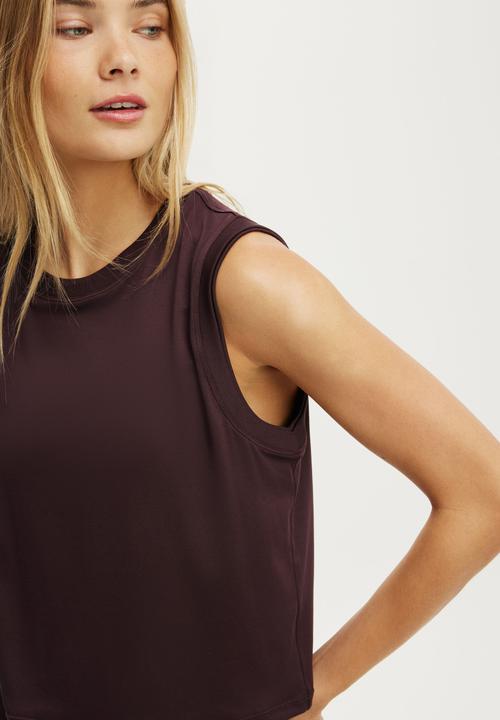 Cotton On - Active Everyday Muscle Tank - Italian Plum
