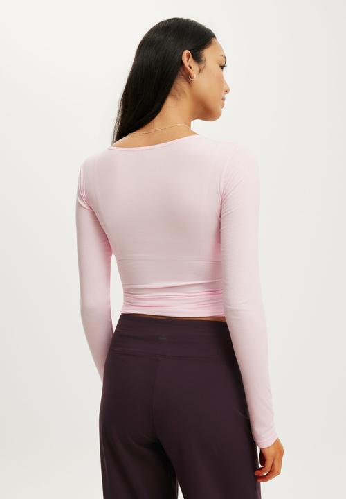 Cotton On - Active Rib Cross Front Long Sleeve - Cherry Dream