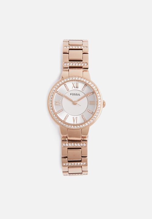 fossil virginia watch rose gold