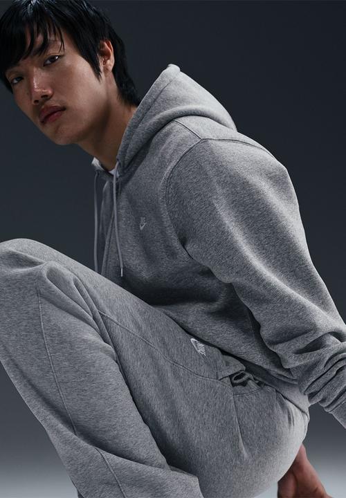 Nike - NSW Club  Open-Hem Fleece Pants  - Dk Grey Heather/Wht