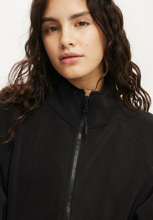 Cotton On - Polar Fleece Raglan Jacket - Black