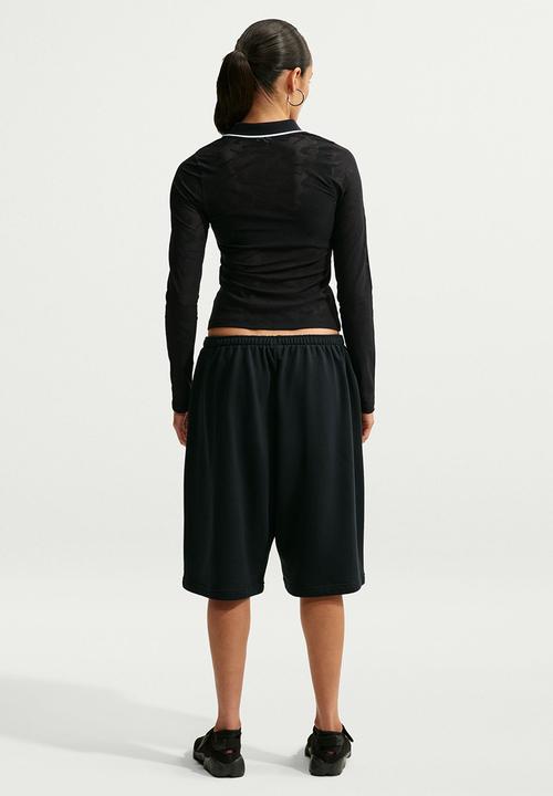 Nike - W Nk Chll Knt Ls Stch Lace Top - Black/Black/White/White