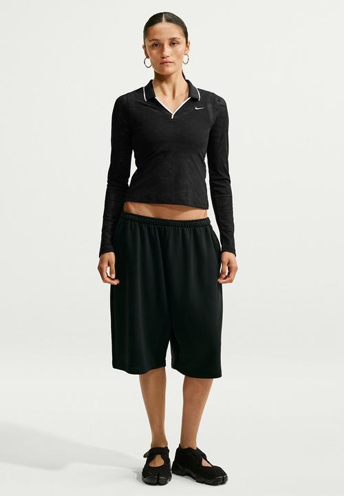 Nike - W Nk Chll Knt Ls Stch Lace Top - Black/Black/White/White