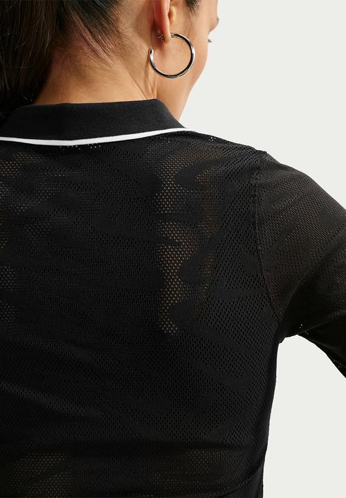 Nike - W Nk Chll Knt Ls Stch Lace Top - Black/Black/White/White