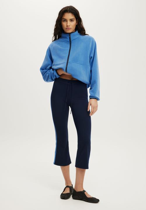 Cotton On - Ultra Soft Tie Front Cropped Kick Flare - Prep Sport Navy/Ultramarine