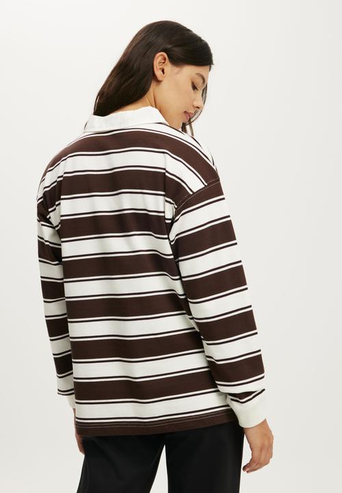 Cotton On - Active Rugby Jersey - Coconut Milk Ruby Stripe
