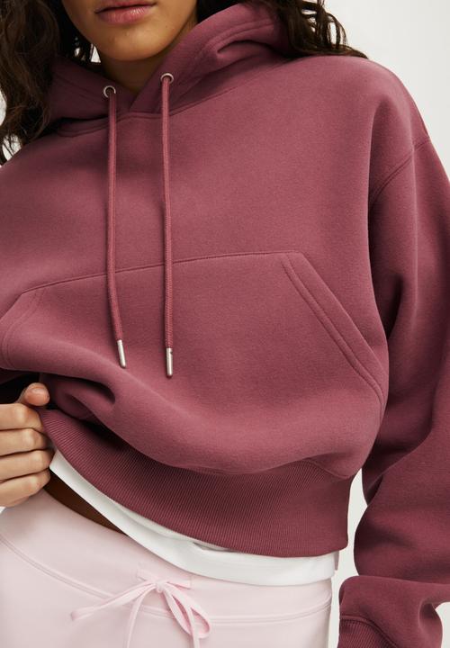 Cotton On - Plush Cropped Bubble Hoodie - Dusty Rose
