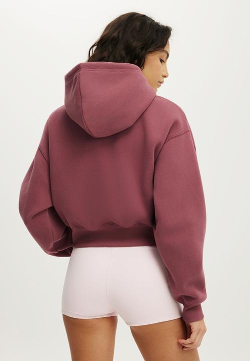 Cotton On - Plush Cropped Bubble Hoodie - Dusty Rose