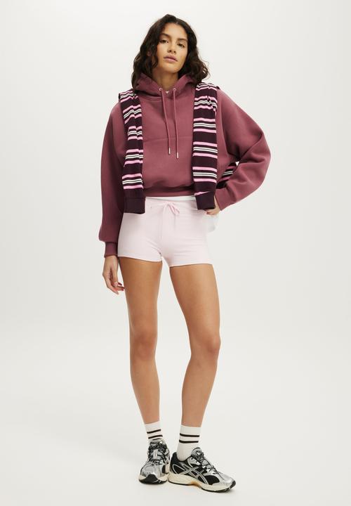 Cotton On - Plush Cropped Bubble Hoodie - Dusty Rose