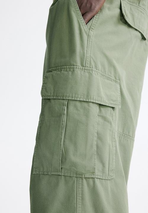 H&M - Relaxed fit cotton cargo trousers - khaki green