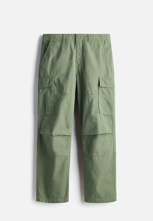 H&M - Relaxed fit cotton cargo trousers - khaki green