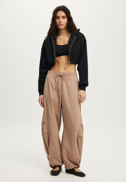 Cotton On - Plush Micro Cropped Zip Through - Black