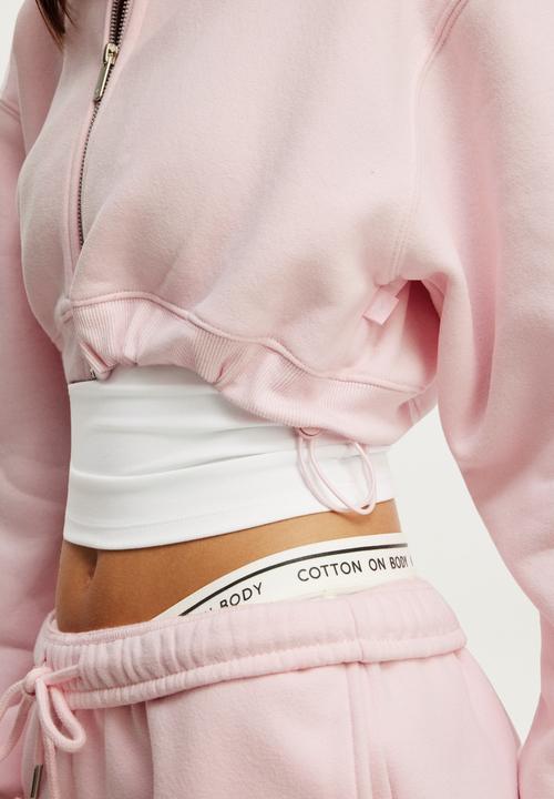 Cotton On - Plush Micro Cropped Zip Through - Cherry Dream
