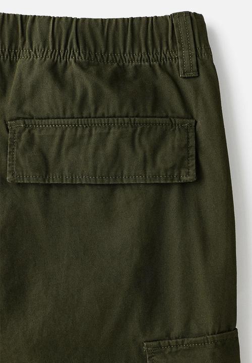 H&M - Relaxed fit cotton cargo trousers - dark khaki green