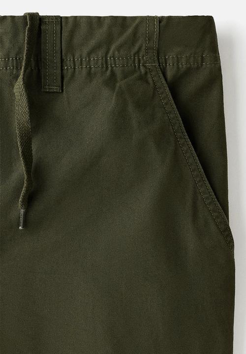H&M - Relaxed fit cotton cargo trousers - dark khaki green