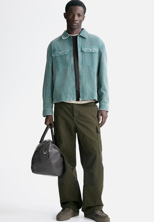 H&M - Relaxed fit cotton cargo trousers - dark khaki green