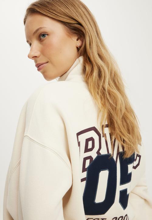 Cotton On - Plush Funnel Neck Sweatshirt - Coconut Milk/Bwc