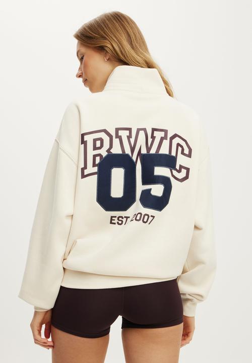 Cotton On - Plush Funnel Neck Sweatshirt - Coconut Milk/Bwc