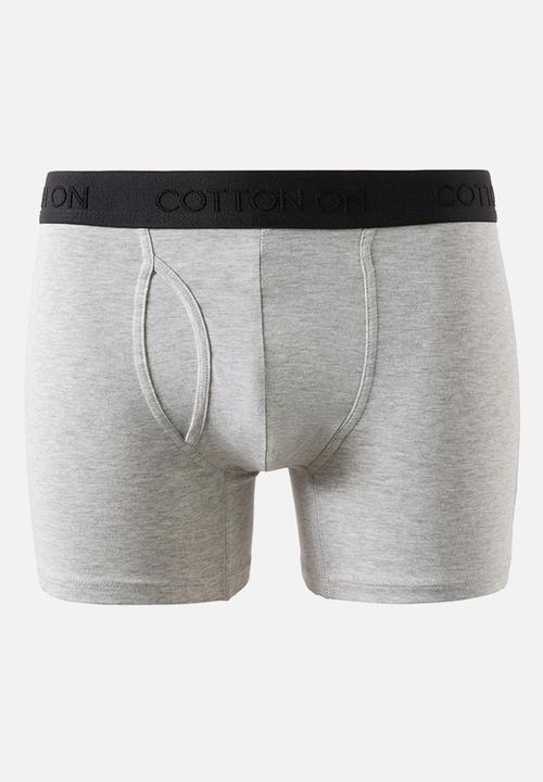 Cotton On - 3 Pack Mens Organic Cotton Boxer Brief - Black/Light Grey Marle/White