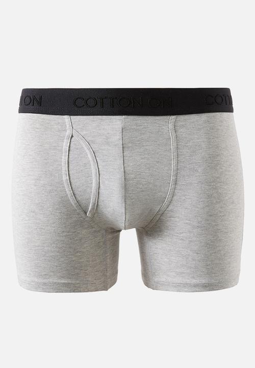 Cotton On - 3 pack mens organic cotton boxer brief-light grey marle/rave blue/whit