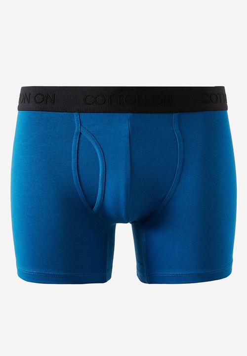 Cotton On - 3 pack mens organic cotton boxer brief-light grey marle/rave blue/whit