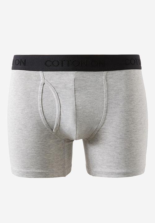 Cotton On - 3 Pack Mens Organic Cotton Boxer Brief - Navy/Light Grey Marle/Black