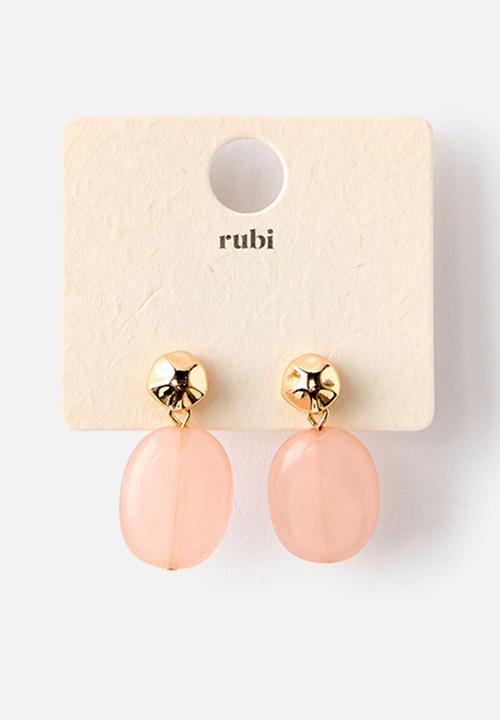 Rubi - Mid Charm Earring - Up Gold Molten Pink Stone