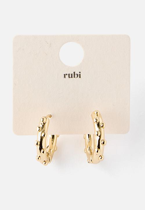 Rubi - Mid Hoop Earring - Up Gold Mutli Ball Dot