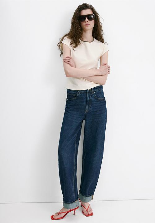 MANGO - T-shirt conti - light beige