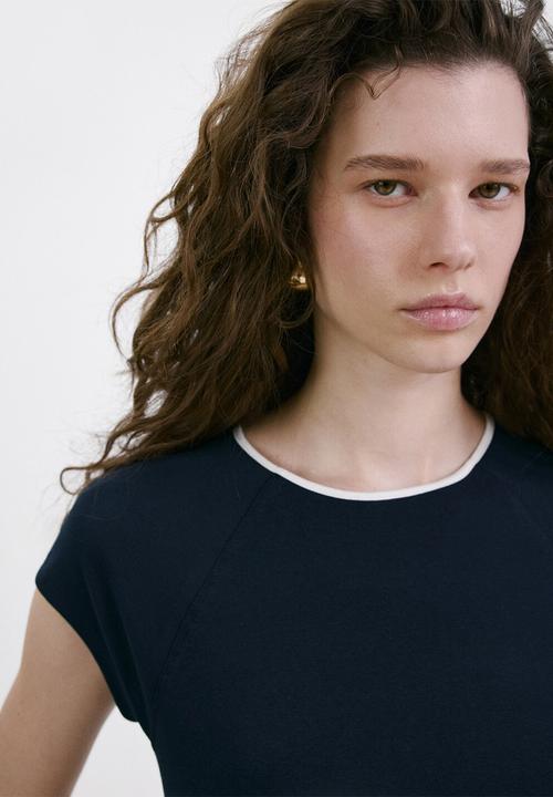 MANGO - T-shirt conti - navy