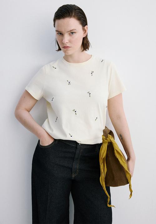 MANGO - T-shirt flowi - light/pastel yellow