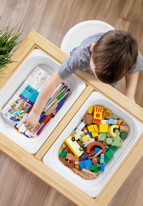 Greenbean Learning - Multi-Activty Kids Table with Sensory Bins, Tabletop & Roll Holder