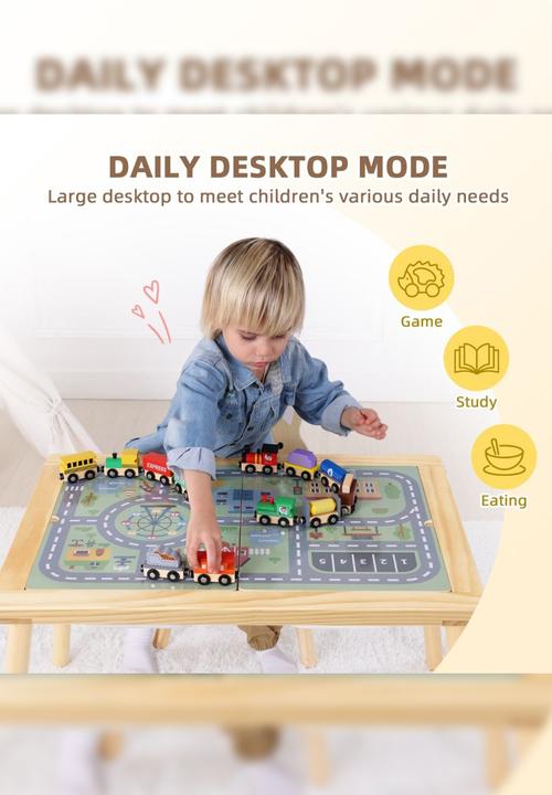 Greenbean Learning - Multi-Activty Kids Table with Sensory Bins, Tabletop & Roll Holder