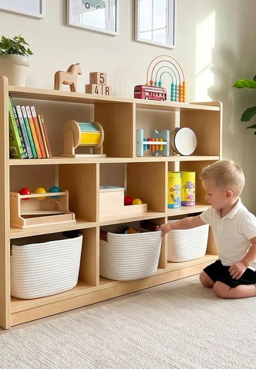 Greenbean Learning - Wooden Shelf and Toy Storage for Kids Room: Open Plywood - neutral