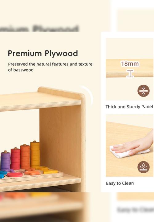 Greenbean Learning - Wooden Shelf and Toy Storage for Kids Room: Open Plywood - neutral