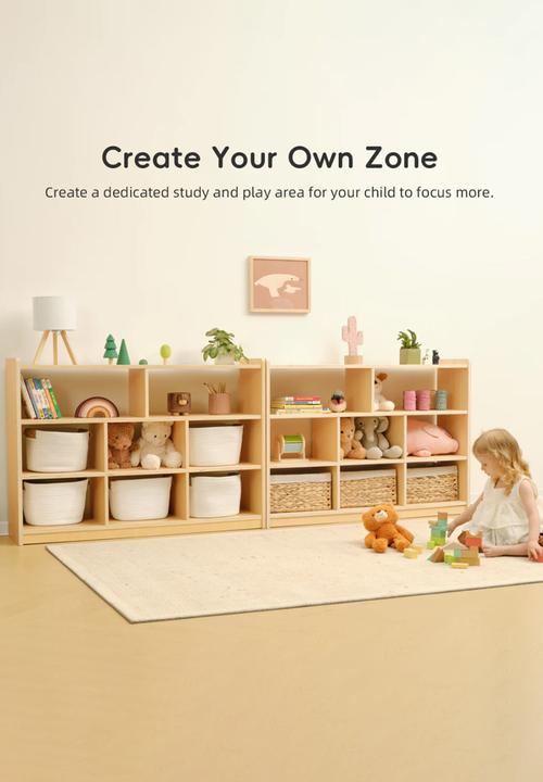 Greenbean Learning - Wooden Shelf and Toy Storage for Kids Room: Open Plywood - neutral