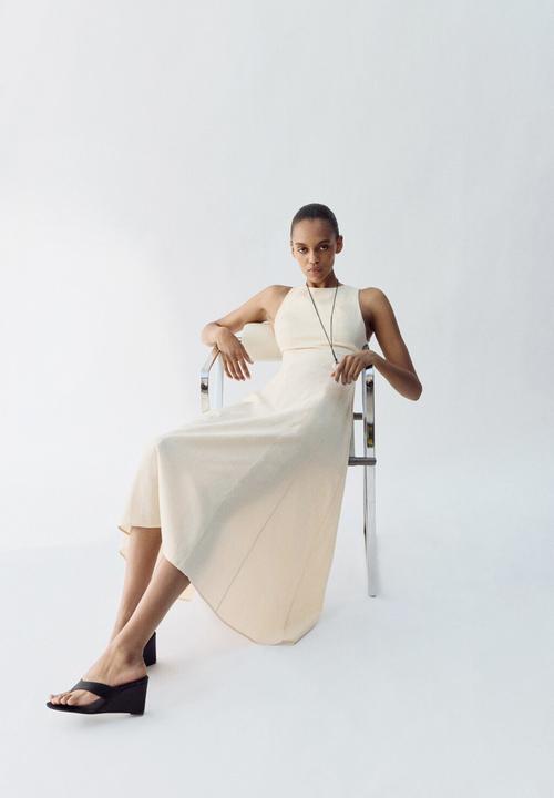 MANGO - Dress butter - light beige