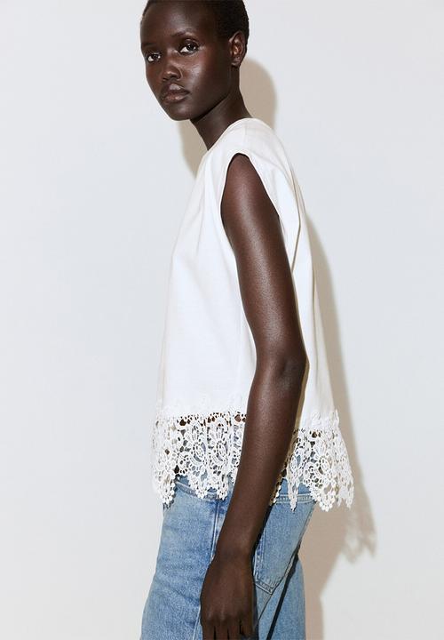MANGO - T-shirt blonde - white