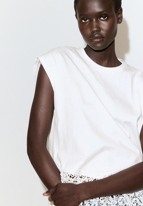 MANGO - T-shirt blonde - white