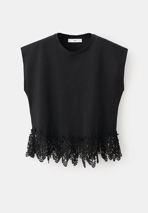 MANGO - T-shirt blonde - black