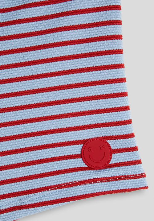 Cotton On - Flynn Rash Vest And Billy Boyleg Trunk Set - Varsity Red / Dawn Blue Stripe