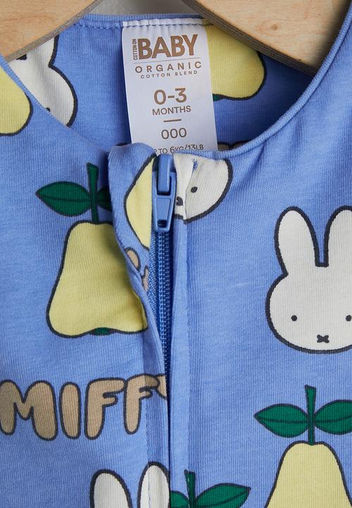 Cotton On - 2 Pack The Short Sleeve Zip Romper License - Lcn Mif Blue Bonnet/Miffy Pears & Lcn Mif Snow Marle/Miffy